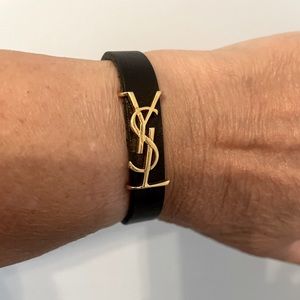 Saint Laurent insignia leather bracelet,